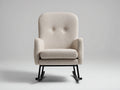 Mecedora tapizada en tejido 75 x 88 x 110 cm - beige y negro - diseño moderno con respaldo alto y patines curvos