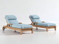 Tumbonas de madera 205 x 75 x 95 cm - natural y azul claro - diseño reclinable con reposabrazos ruedas y acolchado