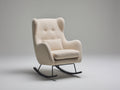 Mecedora 78 x 92 x 105 cm - Crema y negro - Tapizado de bouclé con respaldo alto y base curva