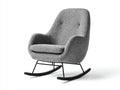 Mecedora tapizada en tejido bouclé 78 x 90 x 100 cm - gris y negro - diseño moderno con respaldo alto y patines curvos