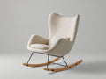 Mecedora tapizada en tejido bouclé 80 x 95 x 108 cm - crema natural y negro - diseño moderno con respaldo alto y patines de madera