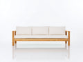 Sofá de exterior de madera 210 x 82 x 78 cm - Madera natural y blanco roto - 3 plazas con reposabrazos rectos
