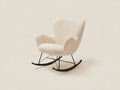 Mecedora tapizada 76 x 90 x 98 cm - crema y negro - respaldo alto envolvente con base curva metálica