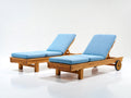 Tumbonas de madera 205 x 75 x 95 cm - natural y azul claro - diseño reclinable con ruedas y cojines acolchados
