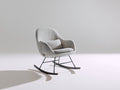 Mecedora tapizada en tejido bouclé 78 x 90 x 92 cm - gris claro y negro - diseño moderno con respaldo envolvente y patines curvos